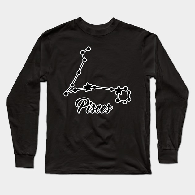 Pisces Zodiac Constellation Design Long Sleeve T-Shirt by Pikmi